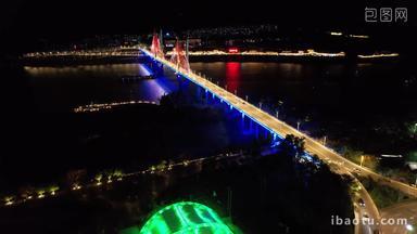 城市地标重庆云阳长江大桥夜景航拍